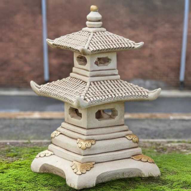 Chinese Pagoda Lantern Sculpture Asian Zen Art Statue Concrete Temple Figurine Outdoor Ornament Cement Meditation Decor - image 1