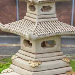 Chinese Pagoda Lantern Sculpture Asian Zen Art Statue Concrete Temple Figurine Outdoor Ornament Cement Meditation Decor - thumbnail 3