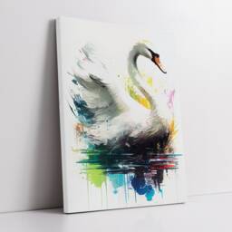 Beautiful Swan Animal Abstract Queen Oil Painting Splatter Style Wall Art Framed Canvas Poster Print, Home/Office Room Decor Gifts - thumbnail 2