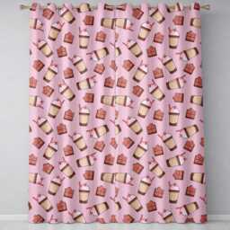 Cute Chocolate Milkshake Bright Pink Background Sweet Drink Seamless Pattern Readymade Eyelet Ring Top Thermal 100% Blackout Curtains - thumbnail 2