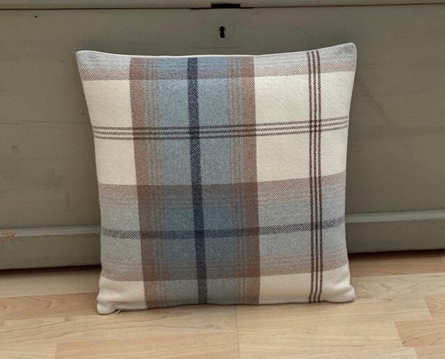 Balmoral Sky Blue Tartan Plaid Cushion Cover Country Home Decor - image 1