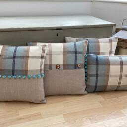 Balmoral Sky Blue Tartan Plaid Cushion Cover Country Home Decor - thumbnail 3