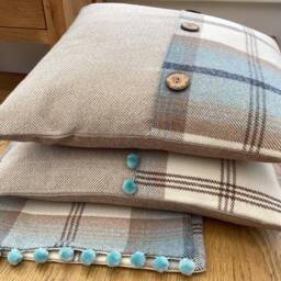 Balmoral Sky Blue Tartan Plaid Cushion Cover Country Home Decor - thumbnail 2