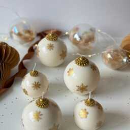 Hand-Painted Bauble Candle Soy Wax Christmas Ornament - thumbnail 3