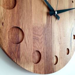 Oak Wooden Wall Clock, 15'' Geometric Design Minimalist Silent Handmade Home Decor, New - thumbnail 2