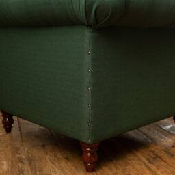British Handmade Emerald Green Herringbone Wool Chesterfield Club Chair Armchair - thumbnail 4