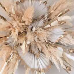 White & Gold Pampas Grass Wall Decor - Dried Flower Arrangement - thumbnail 3