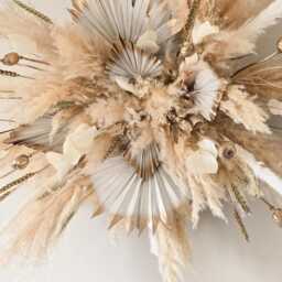 White & Gold Pampas Grass Wall Decor - Dried Flower Arrangement - thumbnail 2
