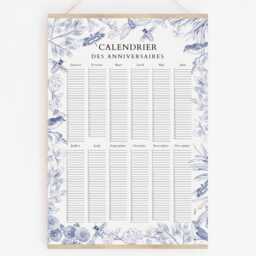 Birthday Calendar - Jouy Pattern Original & Useful Decorative Gift For Noting Birthdays - thumbnail 1