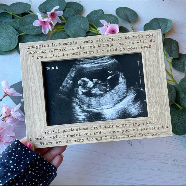 Daddy - Grandparent To Be Poem Baby Scan Photo Frame Newbaby Pregnancy Wood Gift For Announcement - image 1