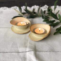 Handmade Stoneware Shabbat Candle Holders Minimalist Judaica Decor - thumbnail 4