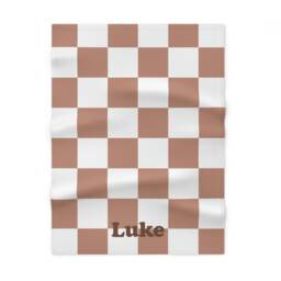 Terracotta Personalized Soft Fleece Baby Blanket - Aesthetic Gifts Shower Gift Neutral Checkered Gender - thumbnail 3