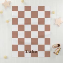 Terracotta Personalized Soft Fleece Baby Blanket - Aesthetic Gifts Shower Gift Neutral Checkered Gender - thumbnail 2