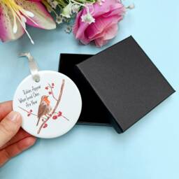 Personalised Robin Decoration - Robins Appear When Loved Ones Are Near Ceramic Memorial Ornament Christmas Tree Bauble - thumbnail 3