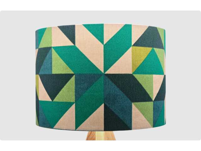 Geometric Green Lampshade, Table Floor Lamp/Ceiling Pendant Small Medium Large 15cm 20cm 25cm 30cm 35cm 40cm Fabric Drum Light Shade - image 1