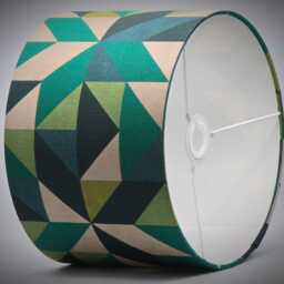 Geometric Green Lampshade, Table Floor Lamp/Ceiling Pendant Small Medium Large 15cm 20cm 25cm 30cm 35cm 40cm Fabric Drum Light Shade - thumbnail 3