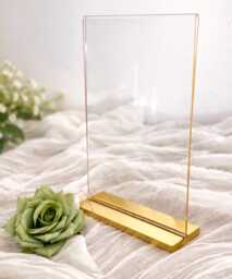 Gold Mirror Acrylic Sign Frame A4, A5, A6 Portrait Table Number Holder - thumbnail 1