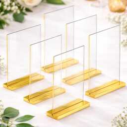 Gold Mirror Acrylic Sign Frame A4, A5, A6 Portrait Table Number Holder - thumbnail 2