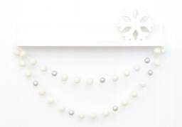 White & Silver Christmas Decoration - Felt Ball Garland Mantle Tree Bunting