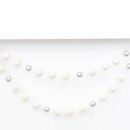 White & Silver Christmas Decoration - Felt Ball Garland Mantle Tree Bunting - thumbnail 3