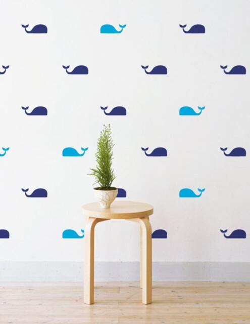 Mini Whales - Set Of 64 Wall Sticker Decal - Pattern, Art, Girls Room, Boys Nursery Decal, Decals, Kids Room Patterns - image 1