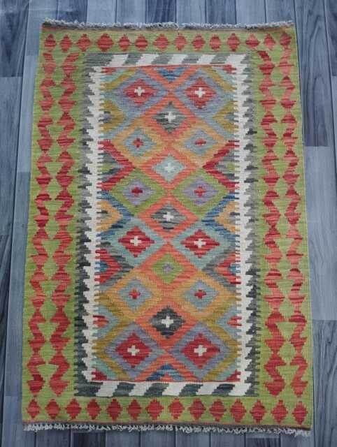 Classic Kilim Rug, Handmade Artisan Afghan Turkish Persian Qashqai Navajo Bohemian Natural Wool Flatweave Multicolour Rug 125x85 cm - image 1