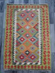 Classic Kilim Rug, Handmade Artisan Afghan Turkish Persian Qashqai Navajo Bohemian Natural Wool Flatweave Multicolour Rug 125x85 cm - thumbnail 1
