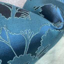 Decorative Teal Satin Cushion Cover, Handmade Pillow Home Decor, Livingroom Homeware, Abstract Trees John Lewis Komako Fabric - thumbnail 3