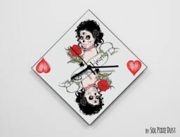 Queen Of Hearts Sugar Skull - Day The Dead -Dia De Los Muertos Calavera Wall Clock - thumbnail 1