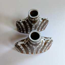Handmade Ceramic Candlestick Holders in Black & White - thumbnail 4