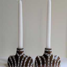 Handmade Ceramic Candlestick Holders in Black & White - thumbnail 2