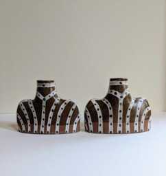 Handmade Ceramic Candlestick Holders in Black & White - thumbnail 1