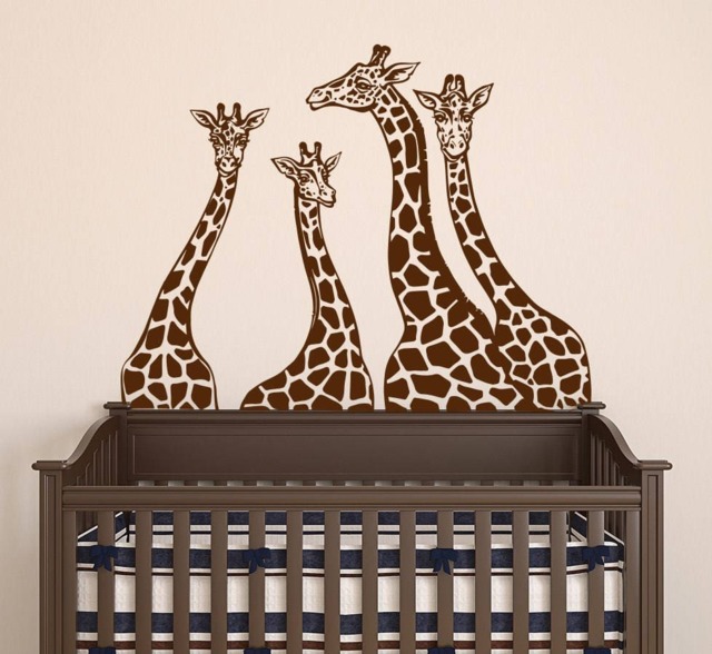 Giraffe Wall Decals Kids Room, Large Family Decal Nursery, Safari Bedroom Boy Girl Deco, Africa Playroom Sticker, Animal S50 - image 1