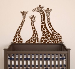 Giraffe Wall Decals Kids Room, Large Family Decal Nursery, Safari Bedroom Boy Girl Deco, Africa Playroom Sticker, Animal S50 - thumbnail 1