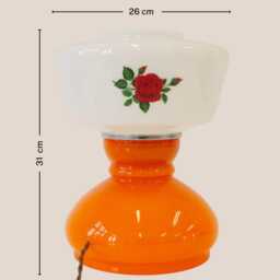 Yugochic Table Glass Lamp Vintage Retro Bedside Rose Pattern Warm Light Orange Glow Textile Cable Brass - thumbnail 2
