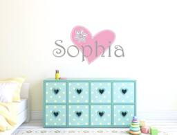 Girls Name Wall Sticker With Beautiful Heart, Girls Decal, Bedroom Decor, Art, Stickers