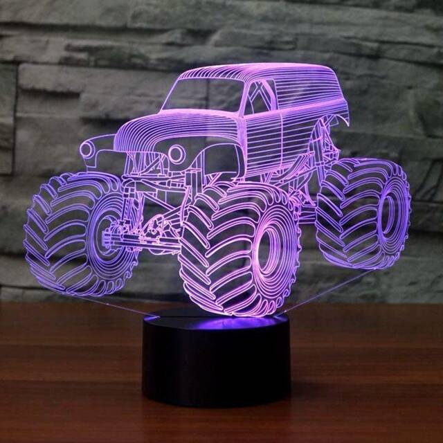 Monster Truck 3D Illusion Smart App Control Night Light Bluetooth, Music, 7&16M Color Mobile App, Made in UK - image 1