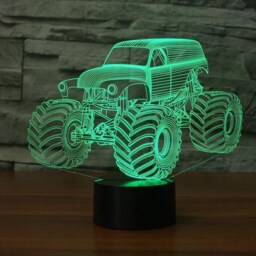 Monster Truck 3D Illusion Smart App Control Night Light Bluetooth, Music, 7&16M Color Mobile App, Made in UK - thumbnail 3