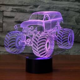 Monster Truck 3D Illusion Smart App Control Night Light Bluetooth, Music, 7&16M Color Mobile App, Made in UK - thumbnail 1