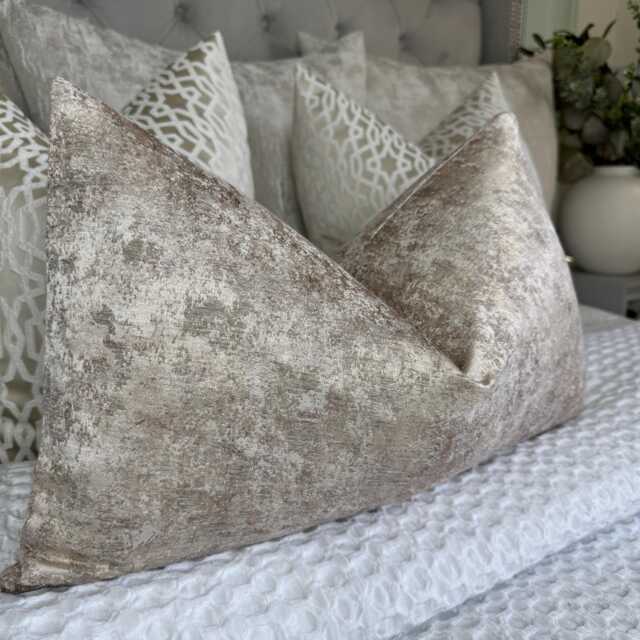 Elegant Beige Sand Cushion Cover With Marble Effect - Luxury Scatter Pillow For Sofa & Bed Decor Double Sided - image 1