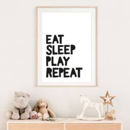 Eat Sleep Play Repeat Print, Boys Nursery Monochrome, Wall Art Bedroom Quotes, Prints - thumbnail 3
