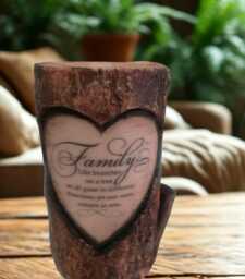 Family Tree Log Candle Rustic Farmhouse Decor, Oak Scent