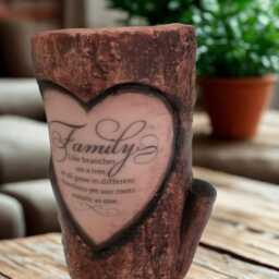 Family Tree Log Candle Quote Like Branches On A Tree We All Grow in Different Directions Yet Our Roots Remain As One Farm House Decor - thumbnail 2