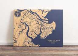Tybee Island, Georgia Map - Engraved Wood Coastal Wall Art Sign, Beach House Home Decor Nautical Print, Unique Personalized Family Gift