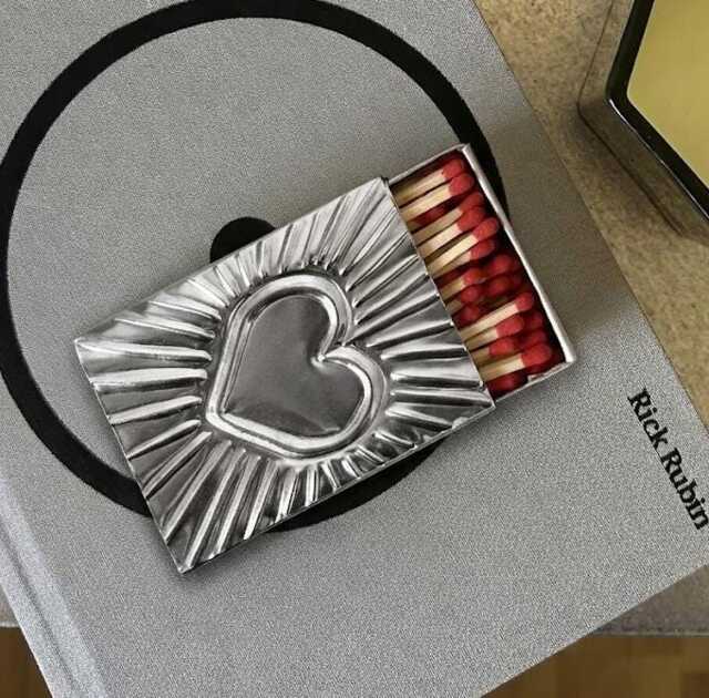 2 Aluminum Matchbox Silver Or Gold Heart Design - Handmade Perfect Gift Wedding Bridesmaids Birthdays Candles & Home Decor - image 1