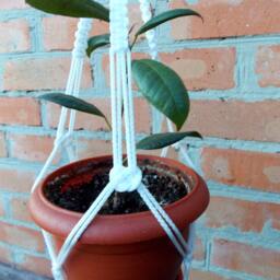 White Mini Macrame Plant Hanger 18 Inches 3mm Flower Pot Hanging Planter Wall Hanging Indoor Or Outdoor Decor Window Cord Planter Pattern - thumbnail 3