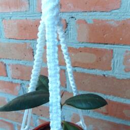 White Mini Macrame Plant Hanger 18 Inches 3mm Flower Pot Hanging Planter Wall Hanging Indoor Or Outdoor Decor Window Cord Planter Pattern - thumbnail 2