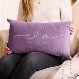 Personalised Couples Initials Velvet Cushion - Decorative Coloured With Filling For Valentine's Day, Anniversary Gift - thumbnail 2