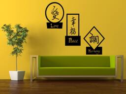 Wall Decal Vinyl Sticker Decals Peal & Stick Cheap Free Shipping Music Art Love Peace Harmony Chinese Language Symbols in Frames L449 - thumbnail 1