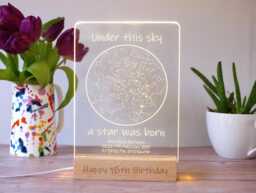 Personalised 18Th Birthday Gift - Star Map Customised By Date & Location. Night You Were Born. Led Table Lamp. Unique Milestone
